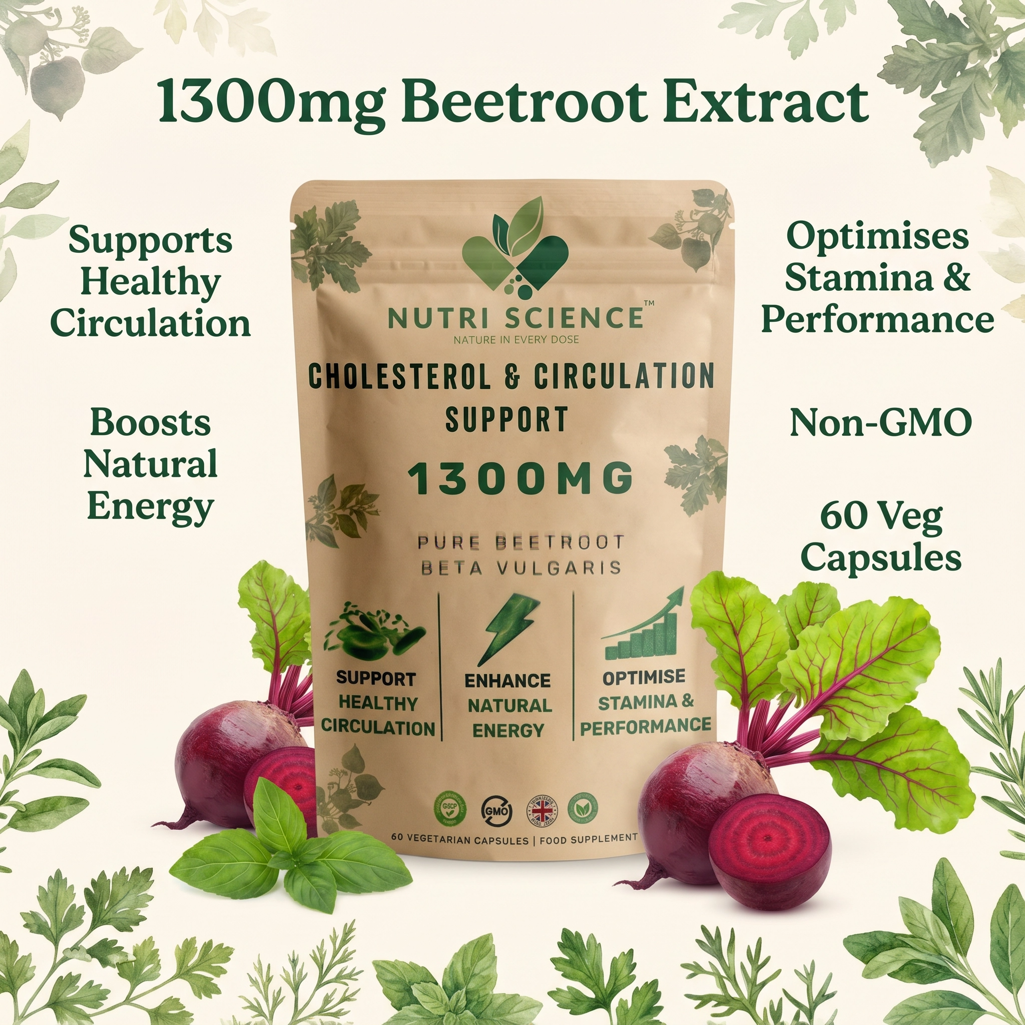 Nutri Science 1300mg Beetroot Extract pouch